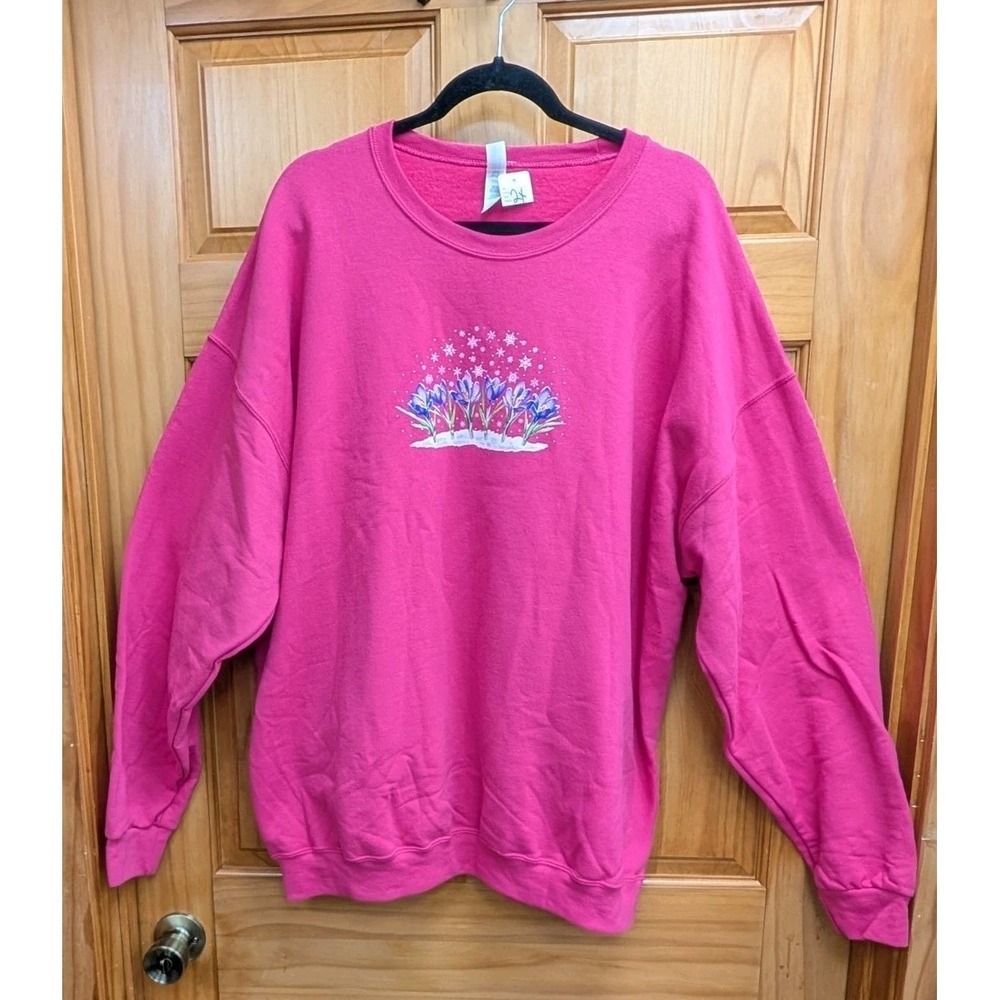 Jerzees Women's Sweatshirt 2XL Nublend‎ NEW Hot Pink Floral Pullover